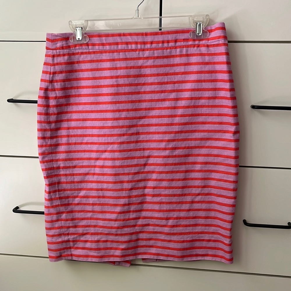 J. Crew Orange & Pink Striped Pencil Skirt
